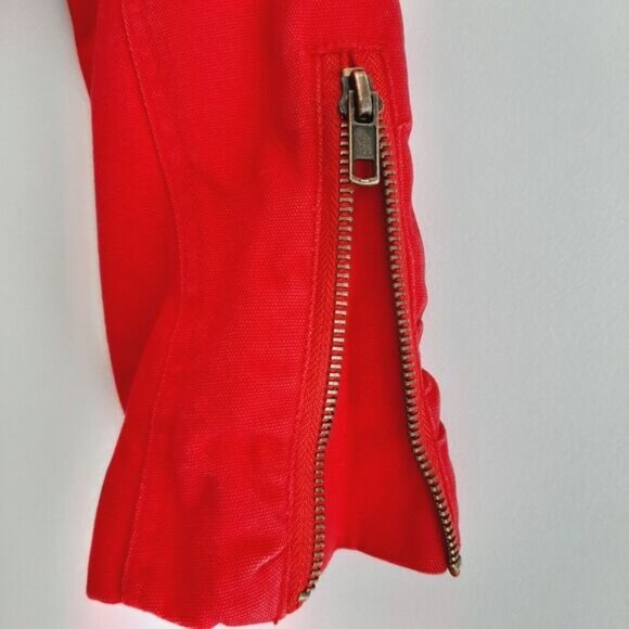 VERO MODA Toga Canvas Moto Bomber Textile Jacket Red Sz M - Picture 9 of 16